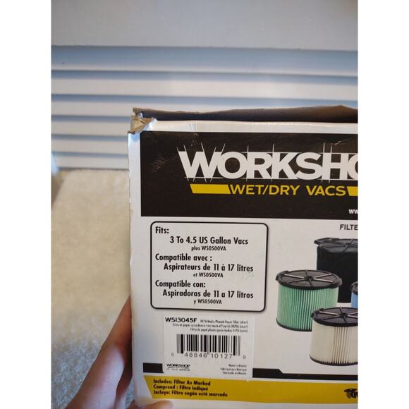 WORKSHOP WS13045F Wet Dry Vacuum HEPA filter replacement Media 3 to 4.5 gallon - Picture 4 of 5